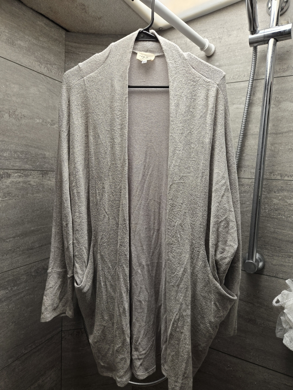 1.4.3. Story by Line Up Light Gray Open-Front Draped Cardigan Pockets Womens L